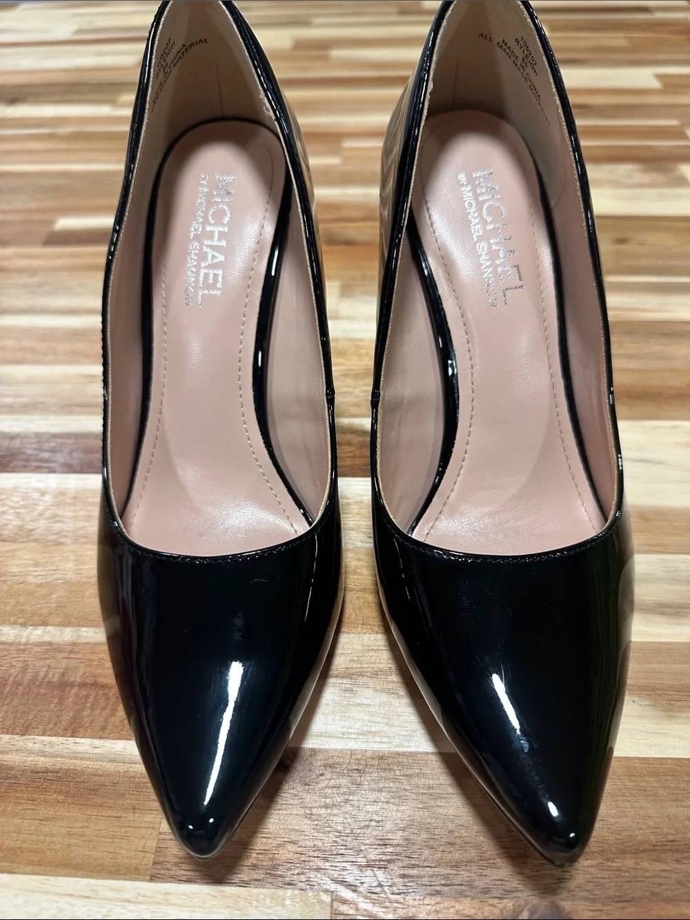 Michael Shannon Black Patent Pointed Toe Pumps 468